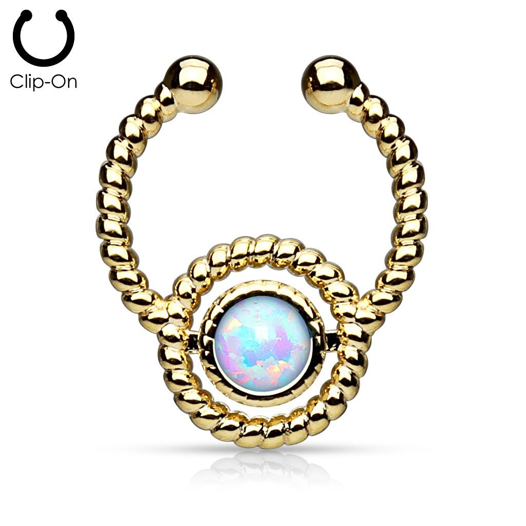 Golden Lab Opal Faux Septum Ring