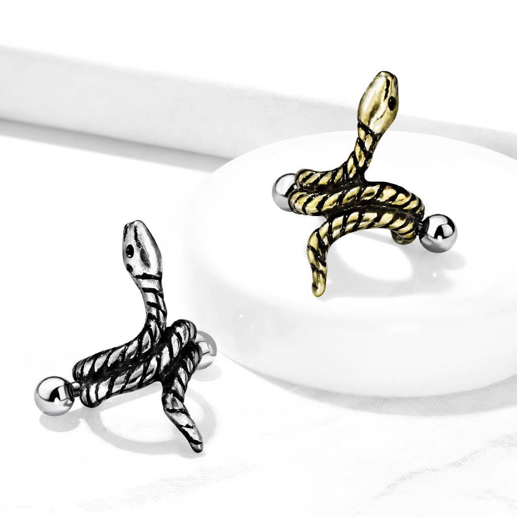 16 Gauge Coiled Snake Helix Cuff Gold / Silver