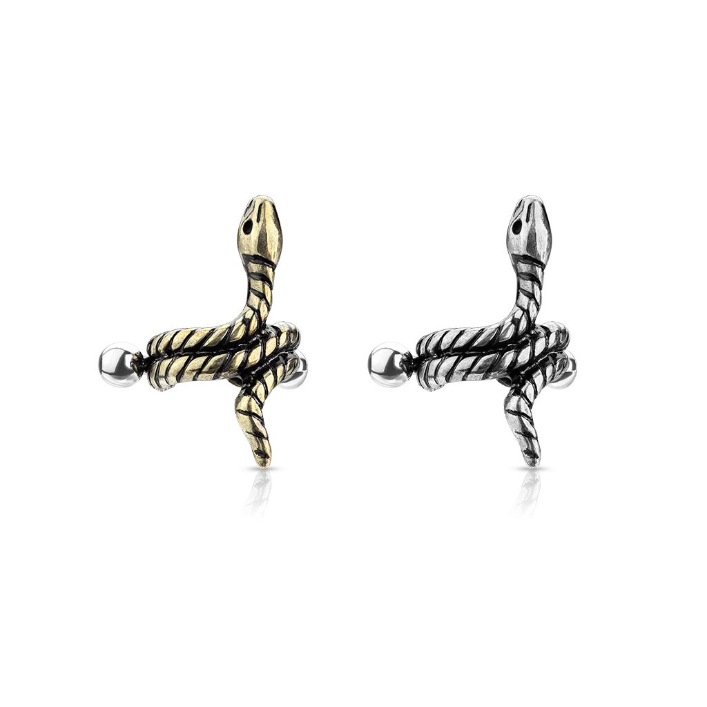 16 Gauge Coiled Snake Helix Cuff Gold / Silver