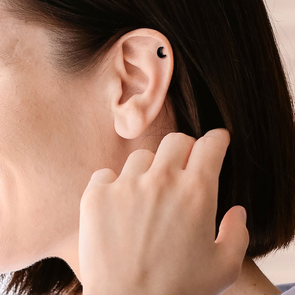 16 Gauge Crescent Moon Top Cartilage Tragus Stud