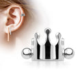 16 Gauge Crystal Crown Helix Cuff - Silver