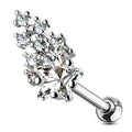 16 Gauge Crystal Star Cluster Tragus / Cartilage Stud