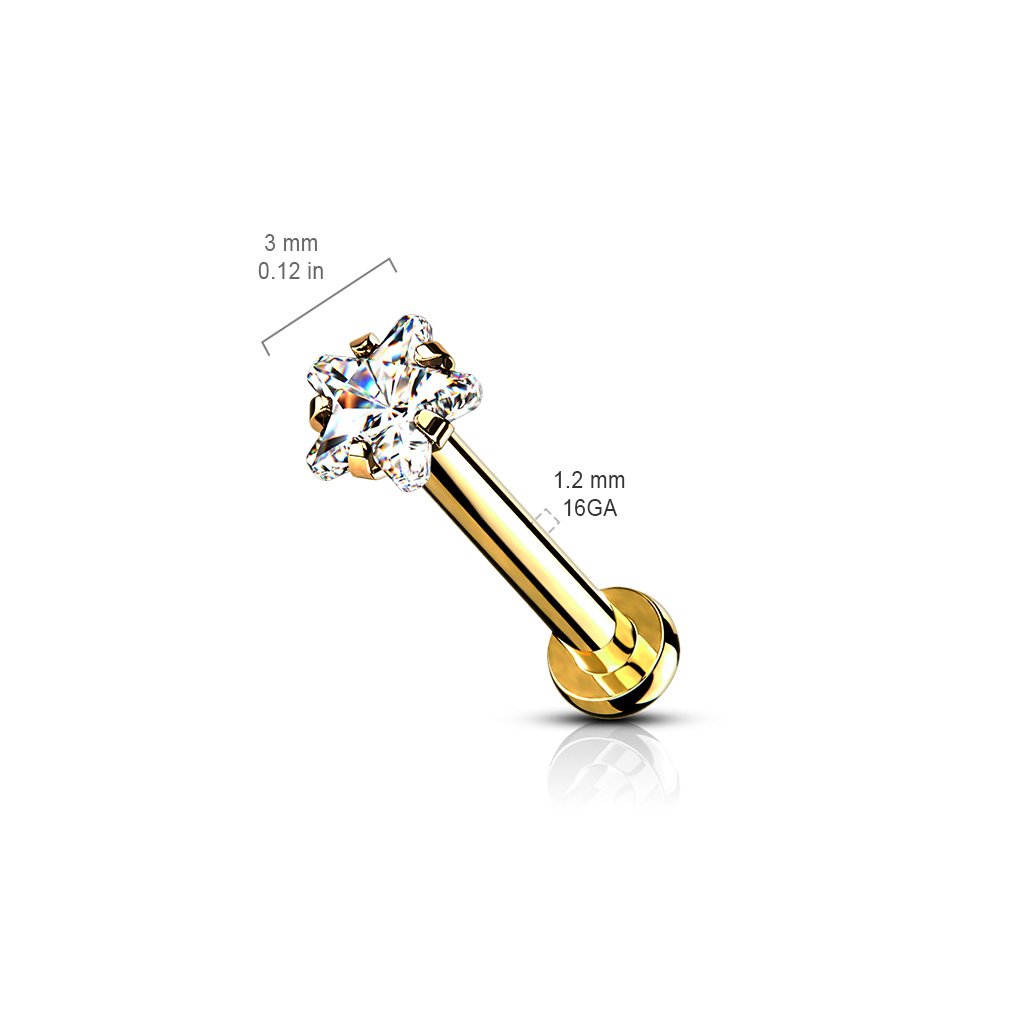 16 Gauge Crystal Star Top Internally Threaded Stud