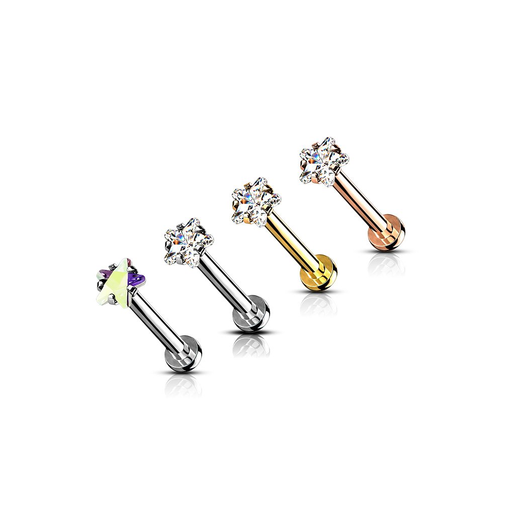 16 Gauge Crystal Star Top Internally Threaded Stud