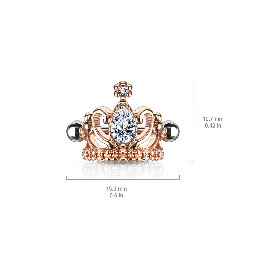 16 Gauge Crystal Tiara Helix Cuff - Gold