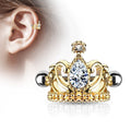16 Gauge Crystal Tiara Helix Cuff - Gold