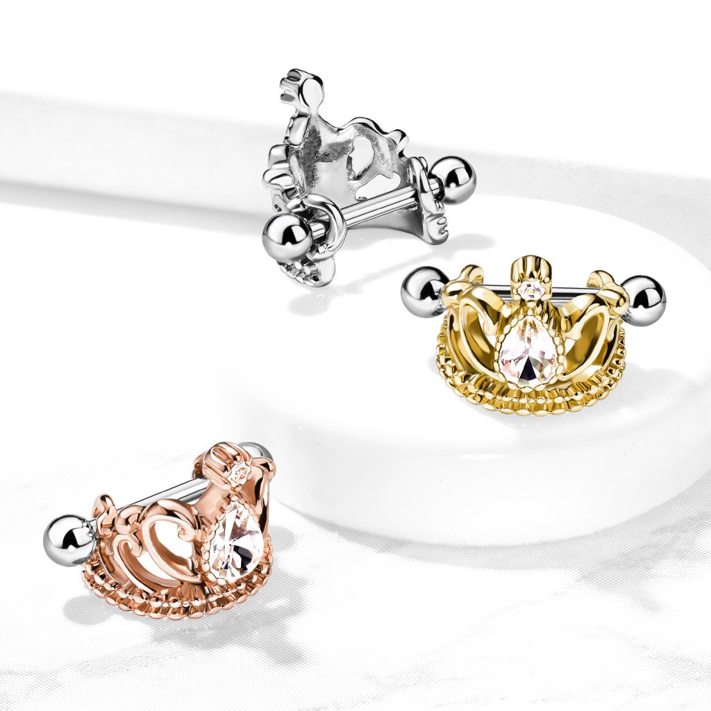 16 Gauge Crystal Tiara Helix Cuff - Gold