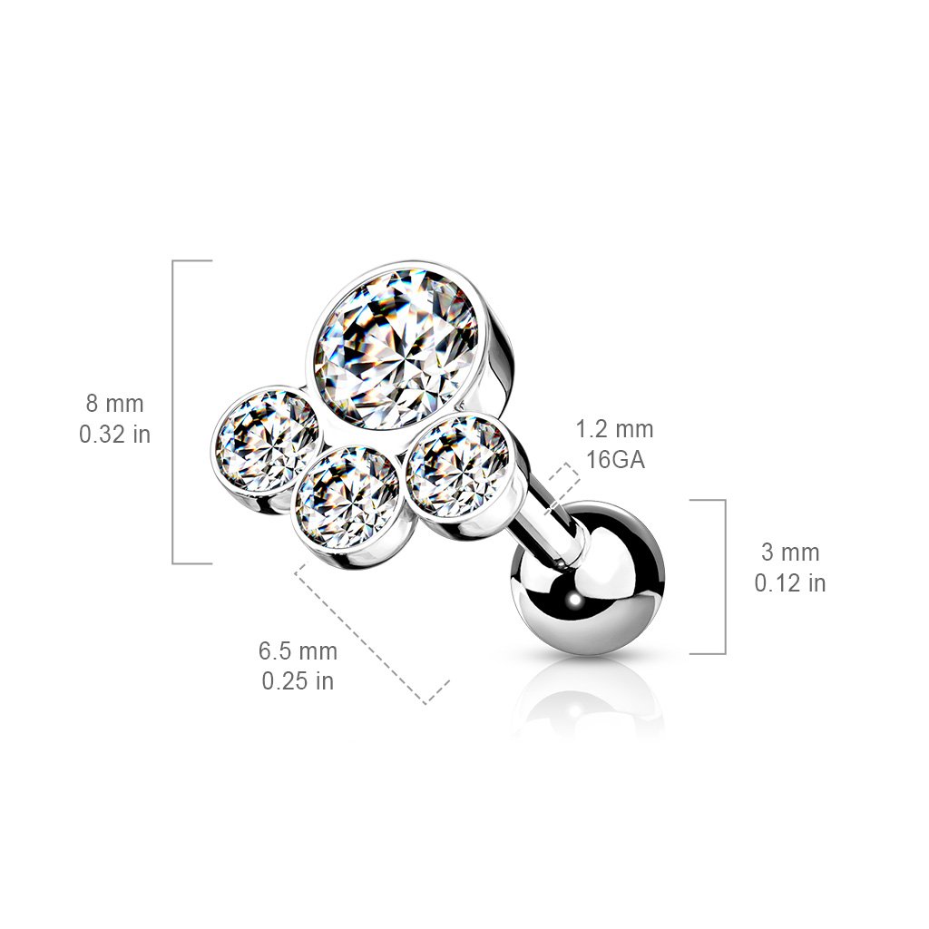 16 Gauge Fit Little Paw Crystal Stud