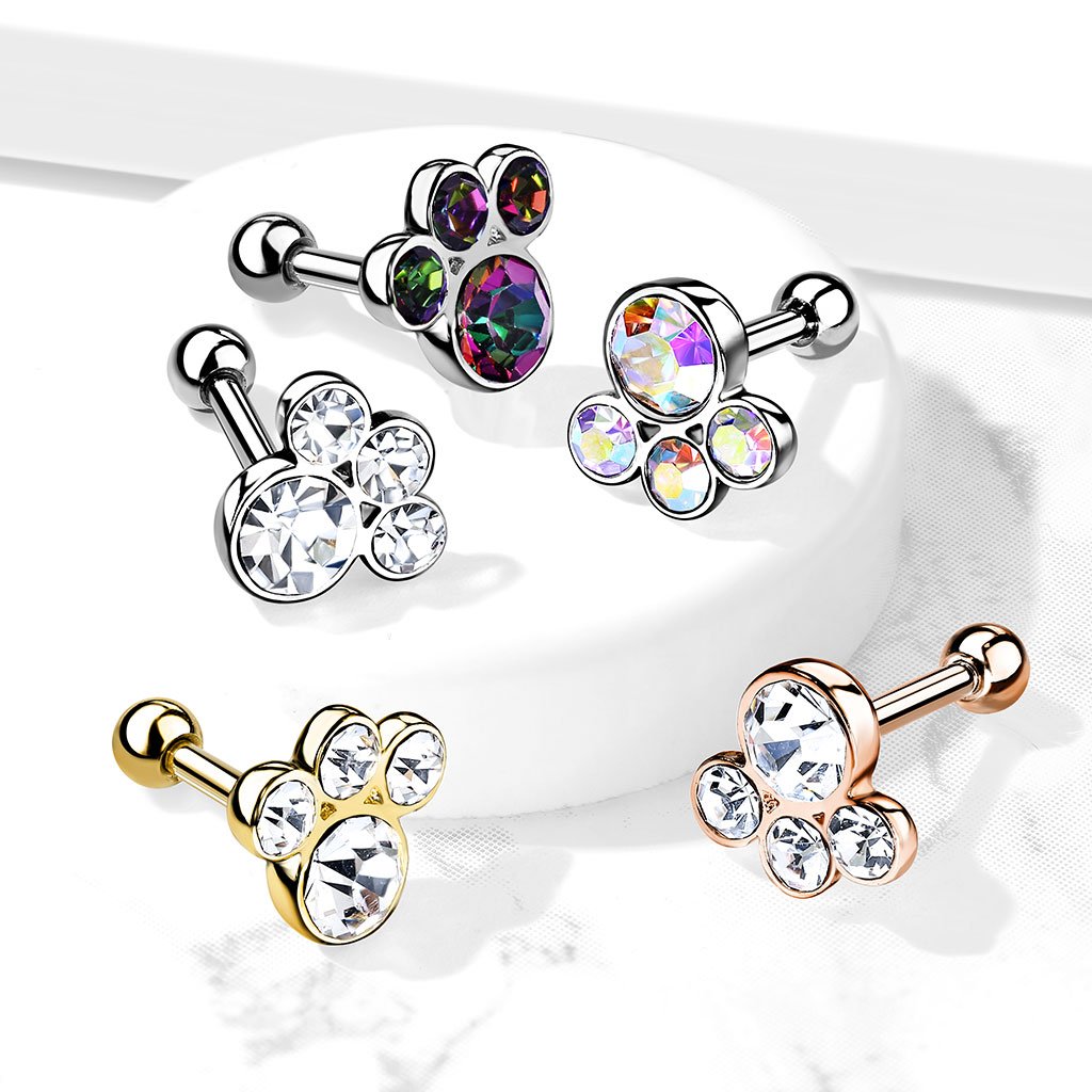 16 Gauge Fit Little Paw Crystal Stud