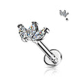 16 Gauge Flat Back Internally Threaded Marquise Flower Stud