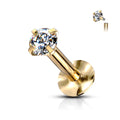 16 Gauge Flat Back Gem Top Titanium Anodized Stud