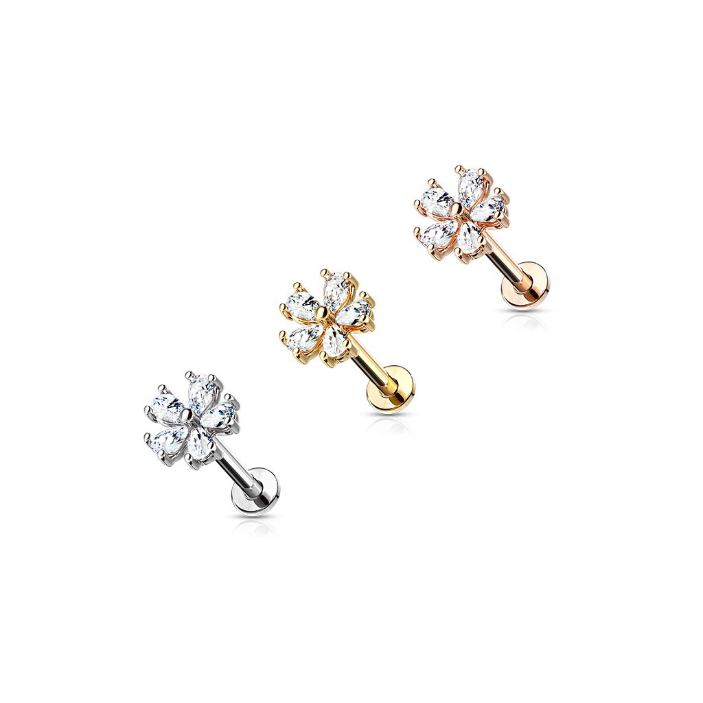16 Gauge Flat Back Internally Threaded 5 Petal Flower Stud