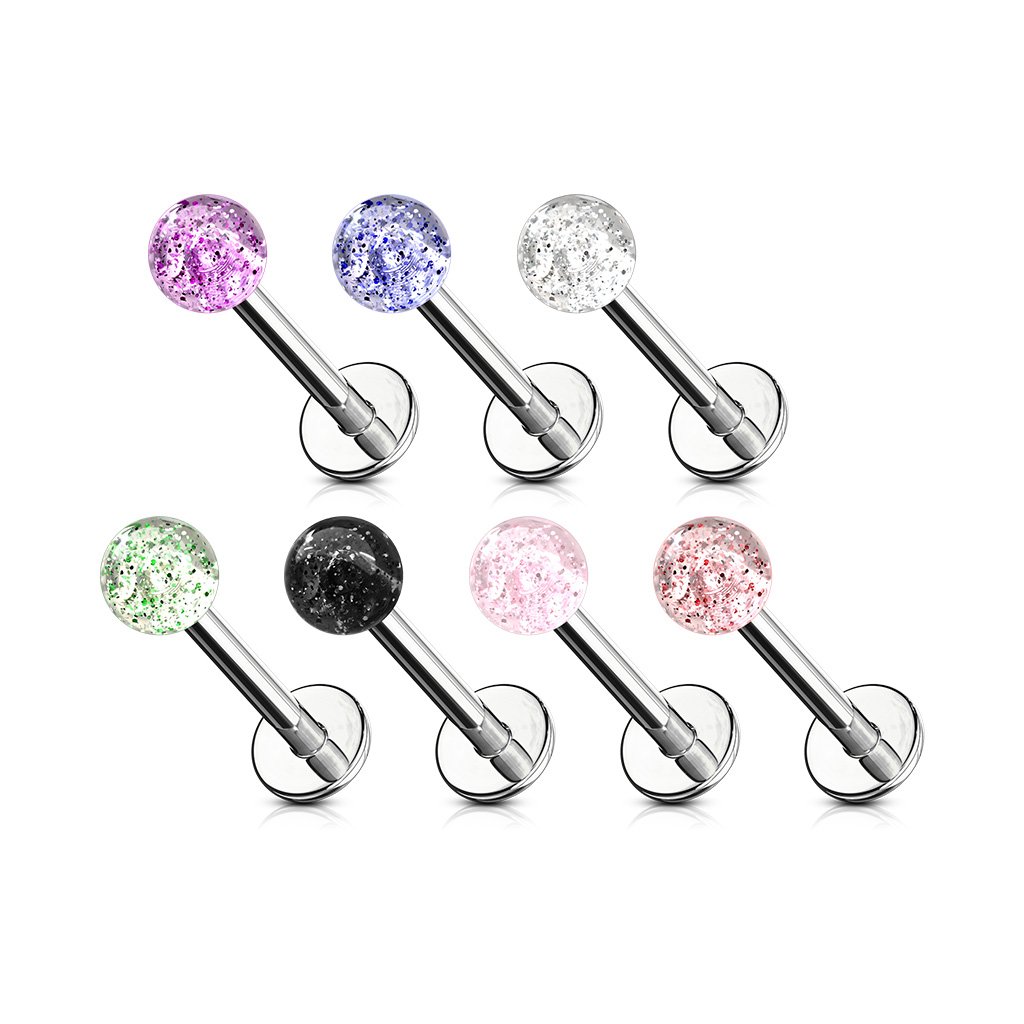 16 Gauge Glitter Ball Flat Back Stud