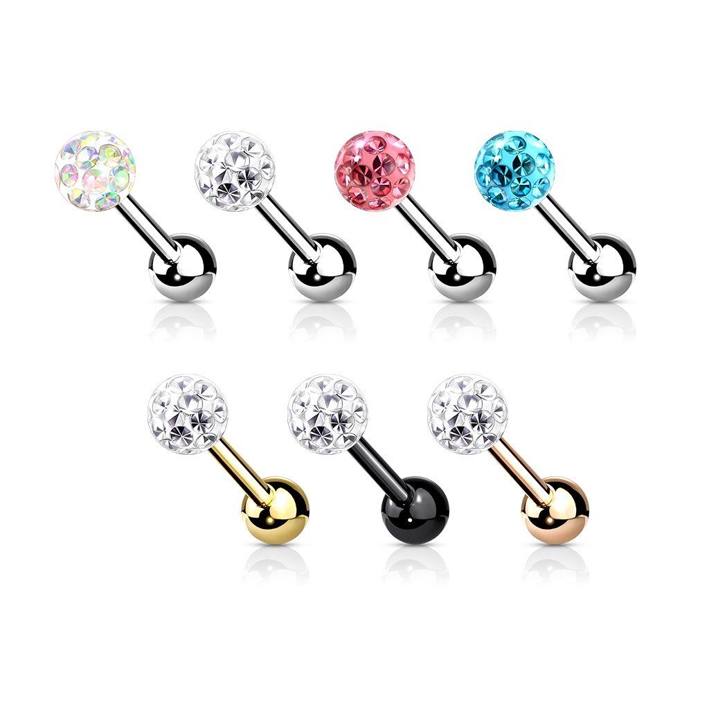 16 Gauge  Internally Threaded Glitter Ball Stud