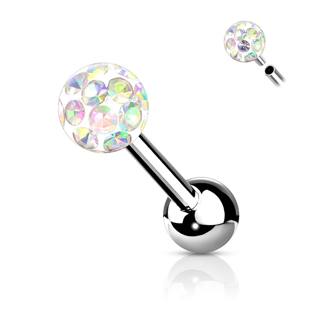16 Gauge  Internally Threaded Glitter Ball Stud