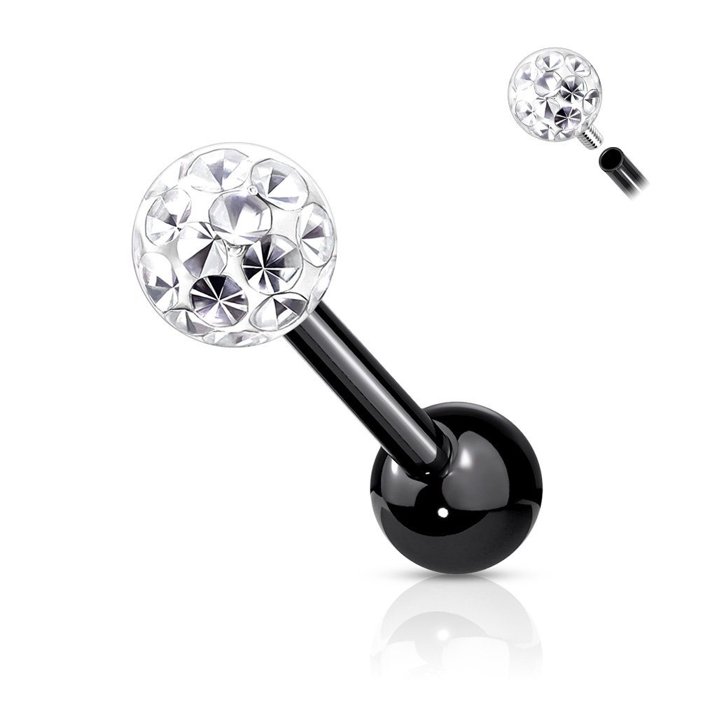 16 Gauge  Internally Threaded Glitter Ball Stud