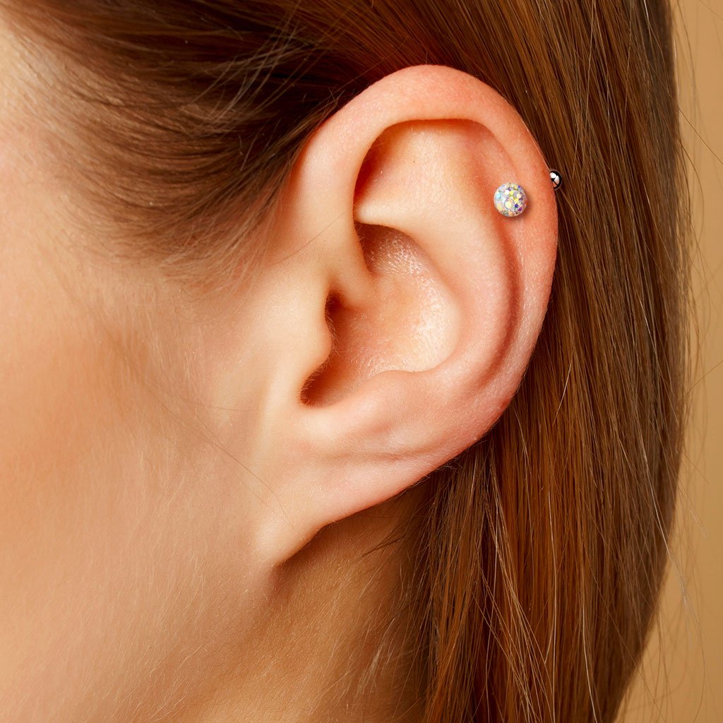 16 Gauge  Internally Threaded Glitter Ball Stud