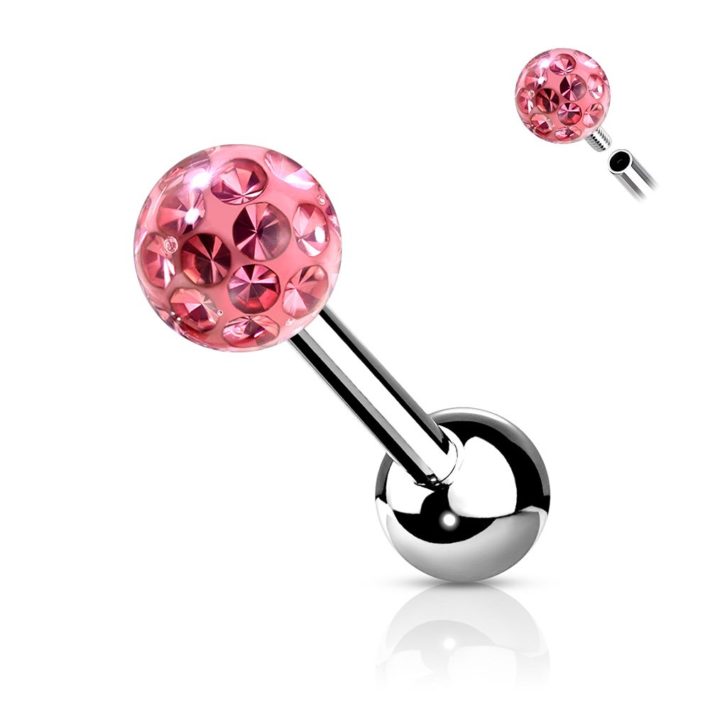 16 Gauge  Internally Threaded Glitter Ball Stud