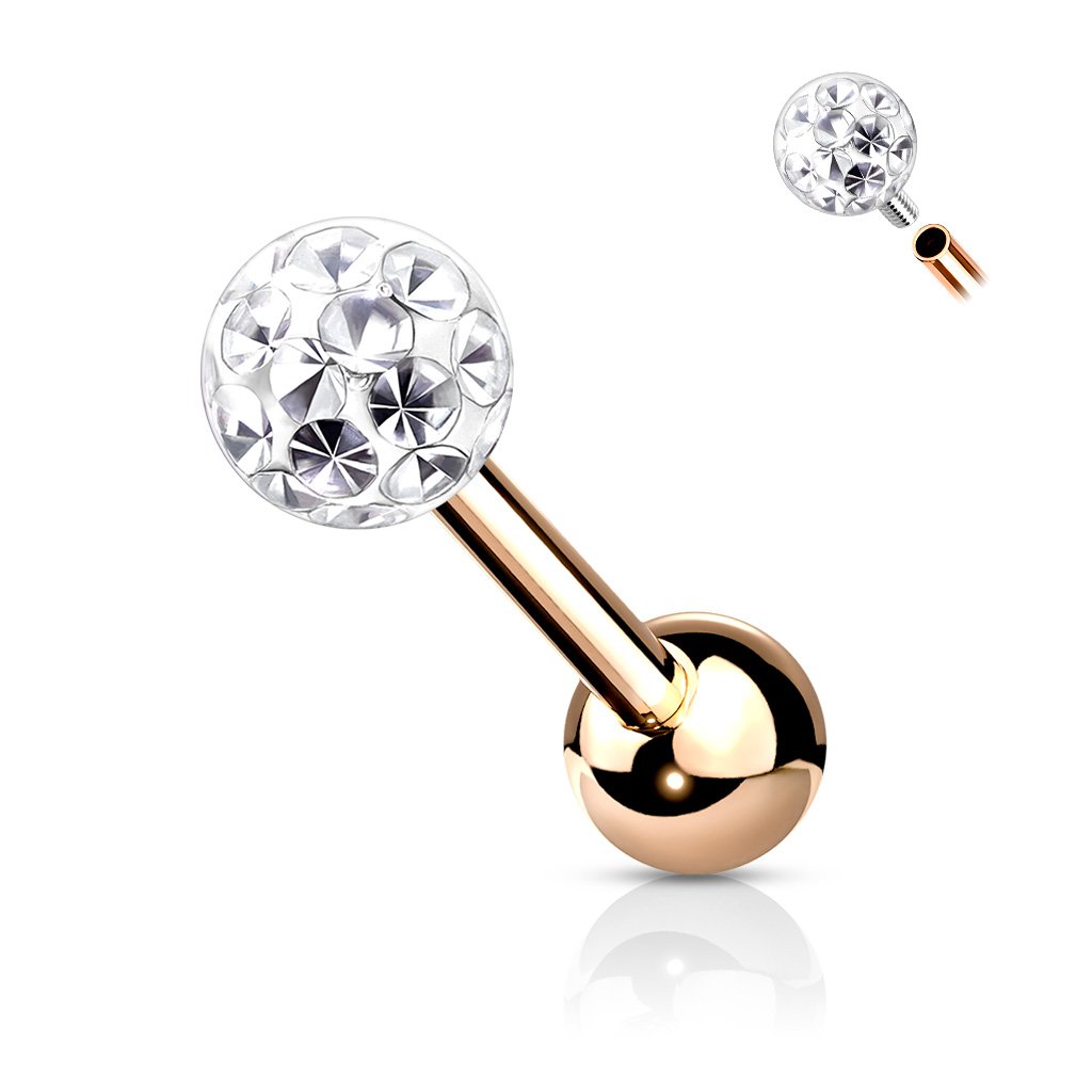 16 Gauge  Internally Threaded Glitter Ball Stud