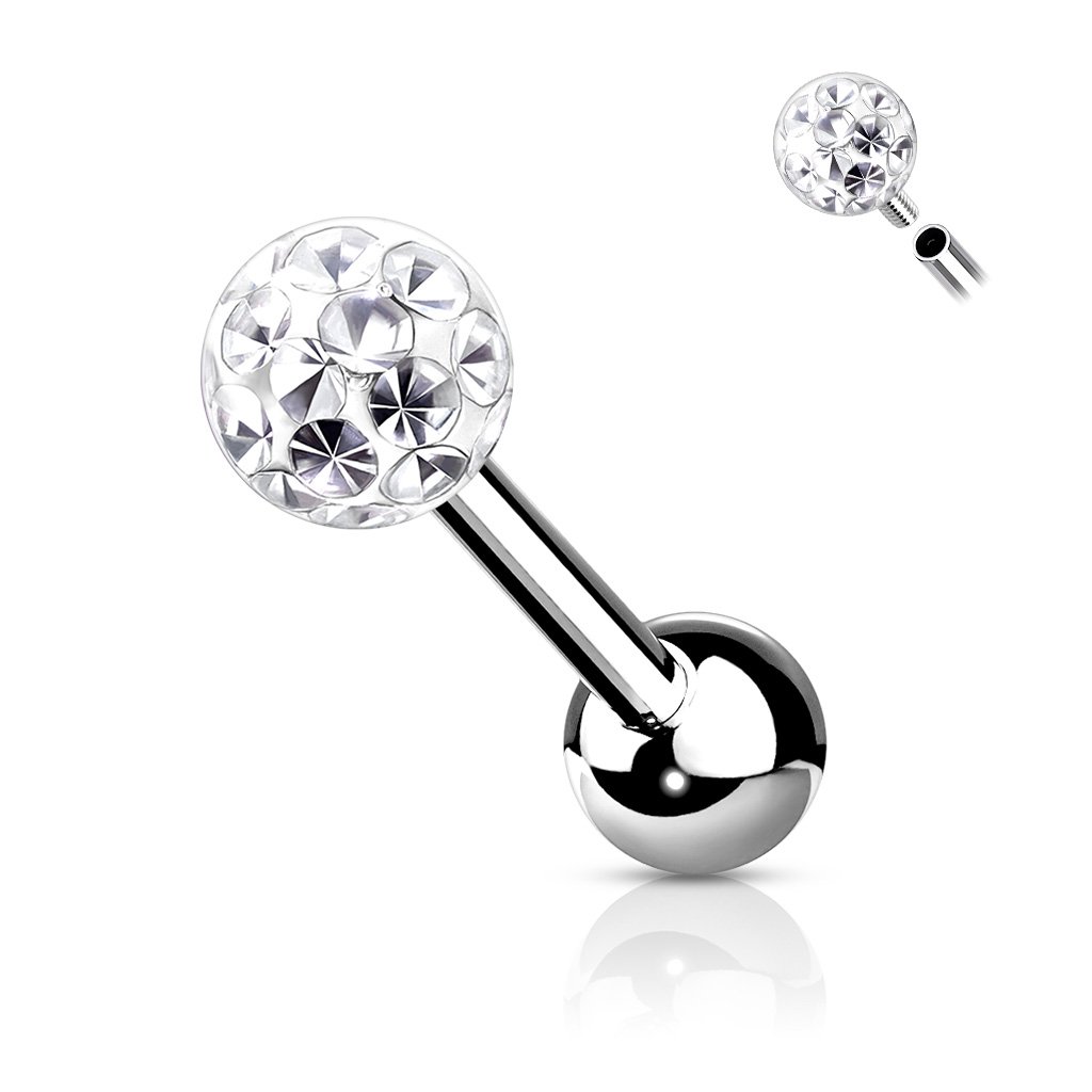 16 Gauge  Internally Threaded Glitter Ball Stud