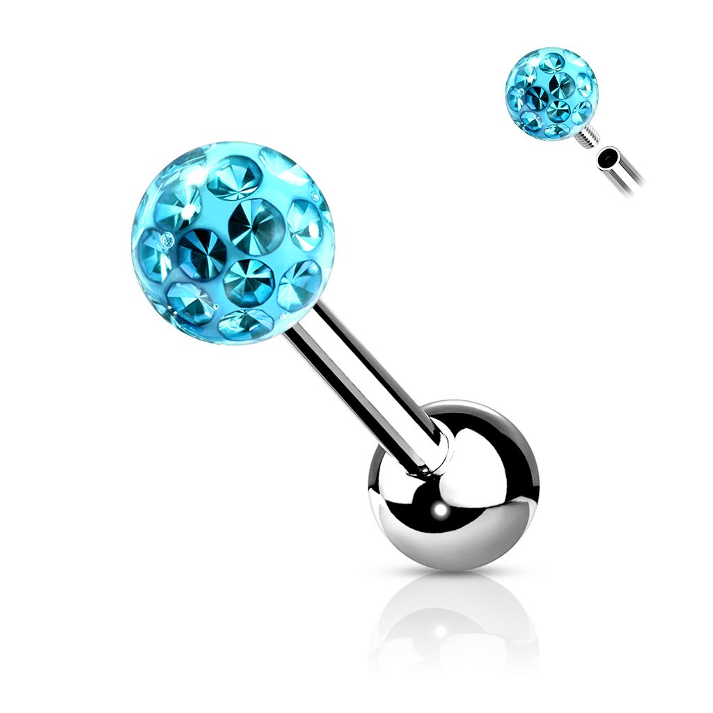 16 Gauge  Internally Threaded Glitter Ball Stud