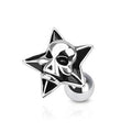 16 Gauge Silver Skull & Star Cartilage / Tragus Barbell Stud