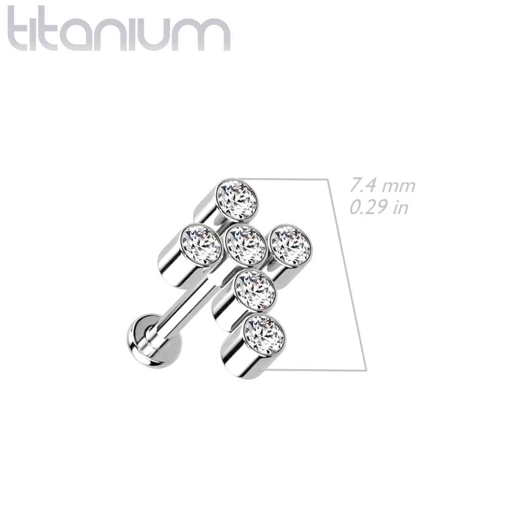 16 Gauge Titanium Internally Threaded Cross Flat Back Stud