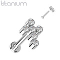 16 Gauge Titanium Internally Threaded Cross Flat Back Stud
