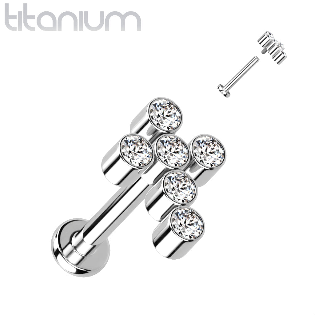 16 Gauge Titanium Internally Threaded Cross Flat Back Stud