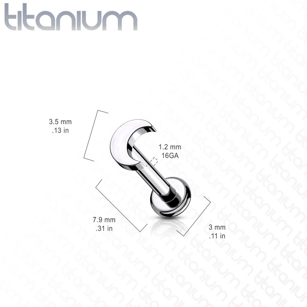 16 Gauge Titanium Internally Threaded Moon Flat Back Stud