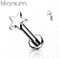 16 Gauge Titanium Internally Threaded Star Flat Back Stud