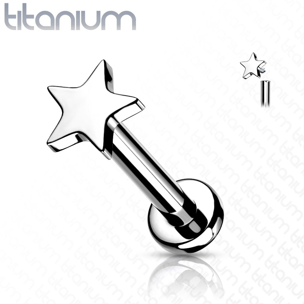 16 Gauge Titanium Internally Threaded Star Flat Back Stud