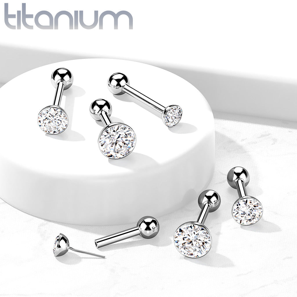 16 Gauge Titanium Push Fit Glitter Top Stud
