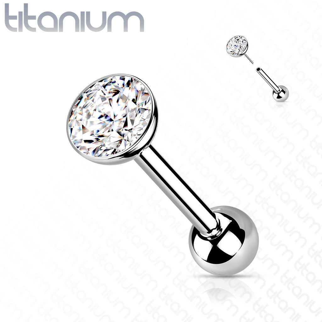 16 Gauge Titanium Push Fit Glitter Top Stud