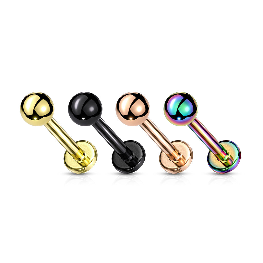 18 Gauge Push Fit Flat Back Ball Top Labret / Monroe Stud