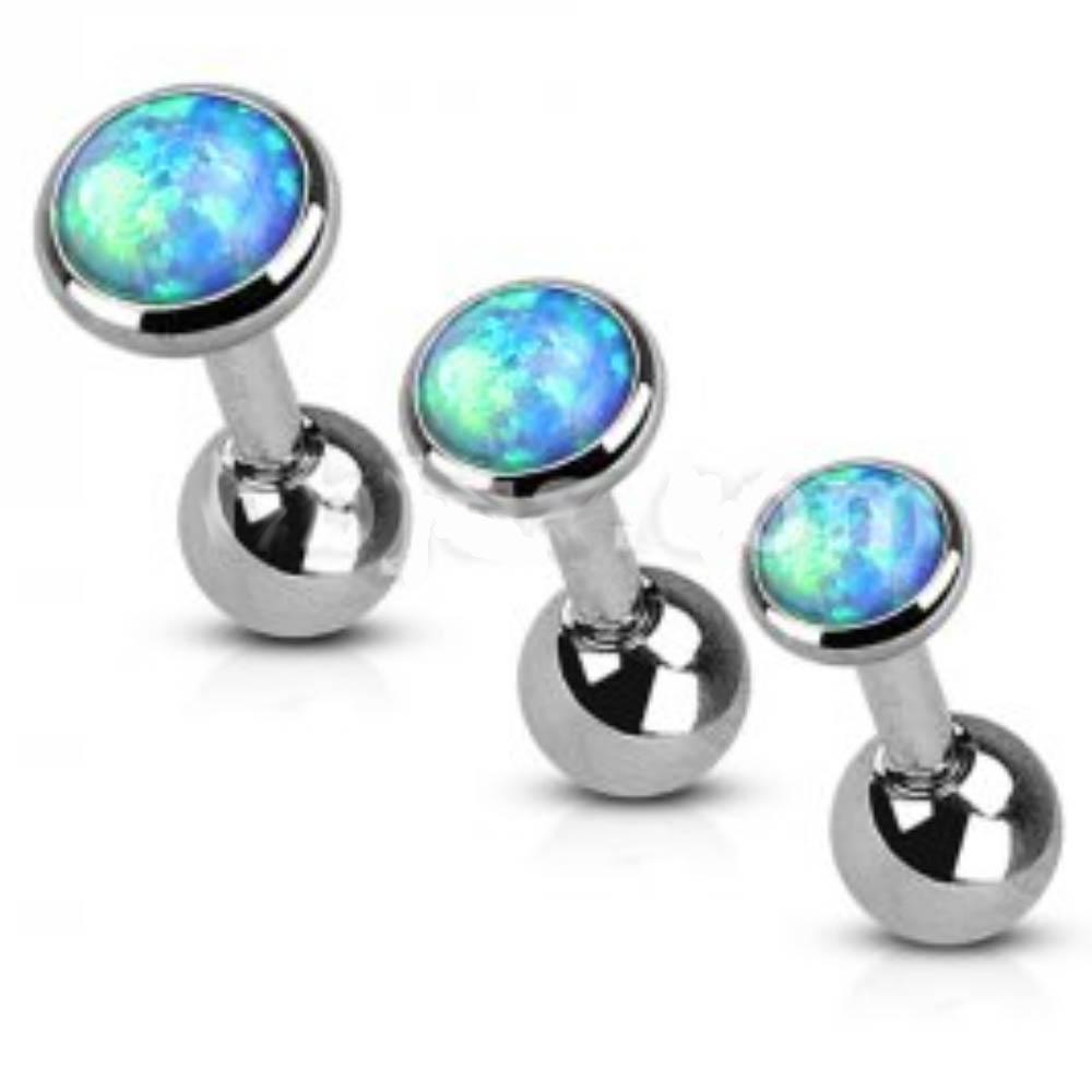 3 Pack Cartilage Barbell Studs With Opal Set Top