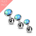 3 Pack Cartilage Barbell Studs With Opal Set Top