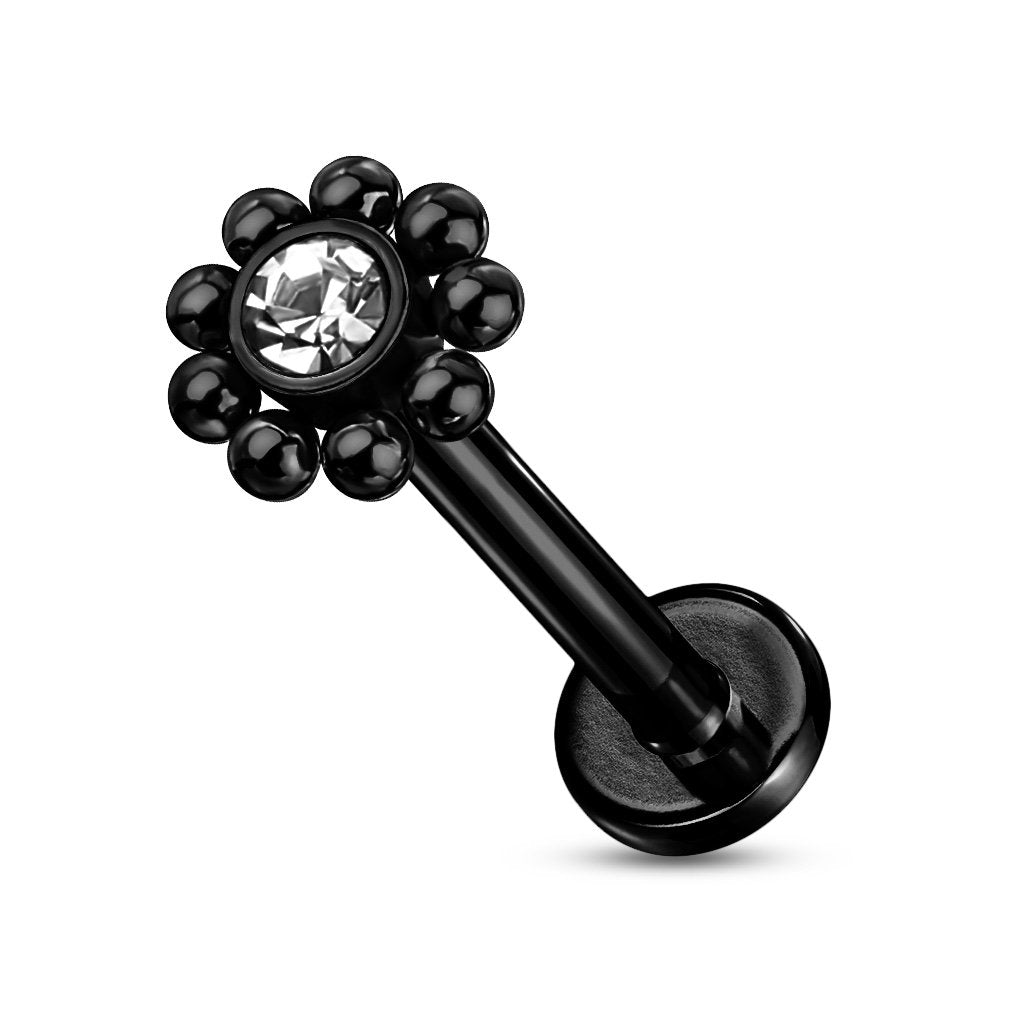 16 Gauge Flat Back Crystal Flower Stud