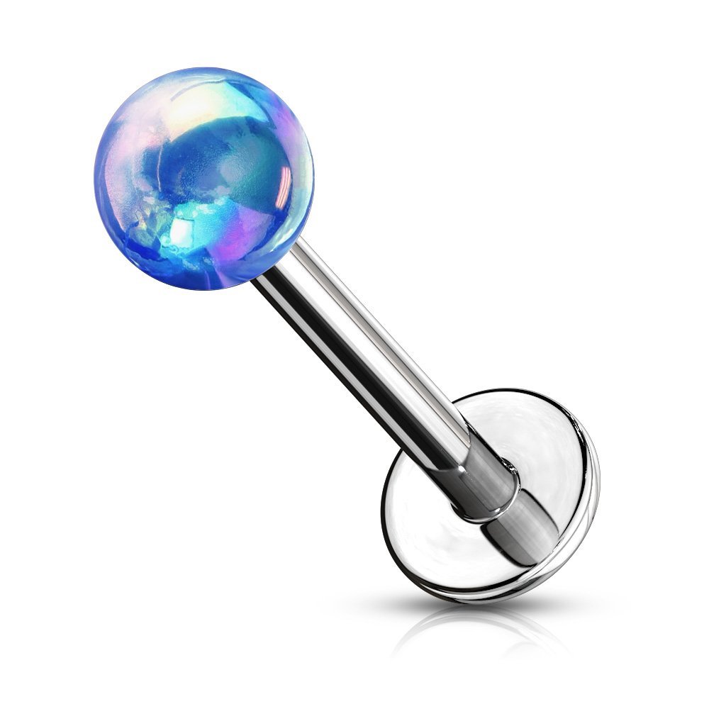 16 Gauge Metallic Flat Back Labret / Ear Cartilage Stud