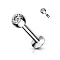 18 Gauge Internally Threaded Crystal Flat Back Labret Stud