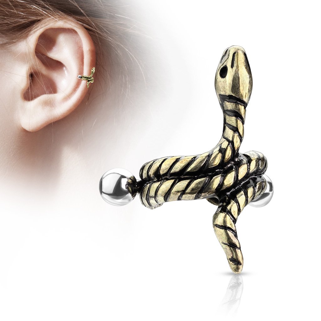 16 Gauge Coiled Snake Helix Cuff Gold / Silver