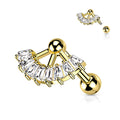 16 Gauge Crystal Fan Cartilage / Tragus Stud