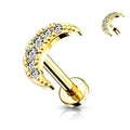 16 Gauge Internally Threaded Flat Back Crystal Moon Stud