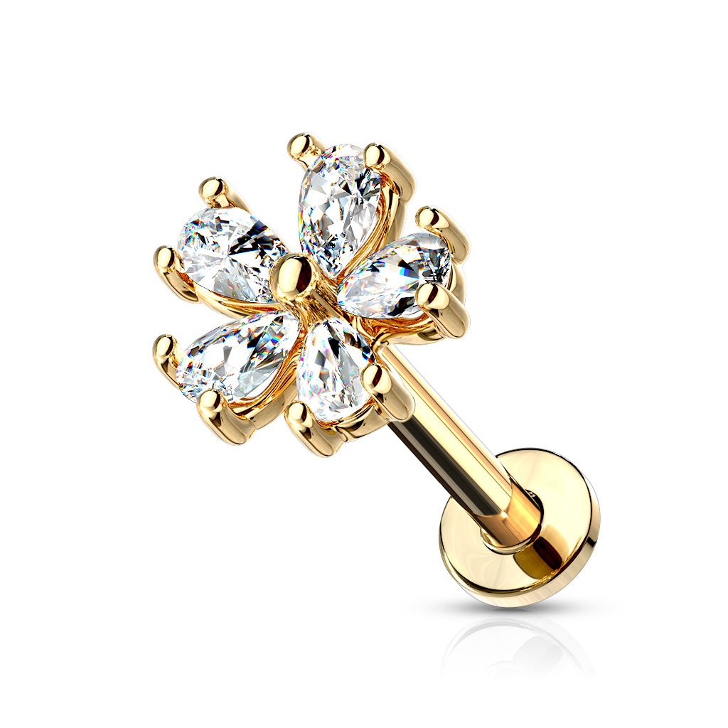 16 Gauge Flat Back Internally Threaded 5 Petal Flower Stud