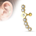 16 Gauge Flower Lined Crystal Cartilage/Tragus Barbell Stud