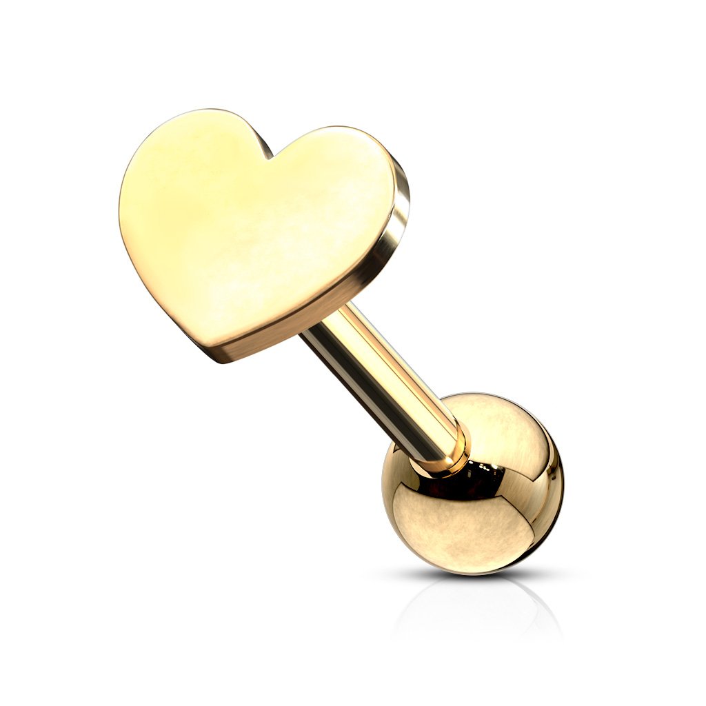 16 Gauge Heart Top Cartilage Tragus Barbell Studs