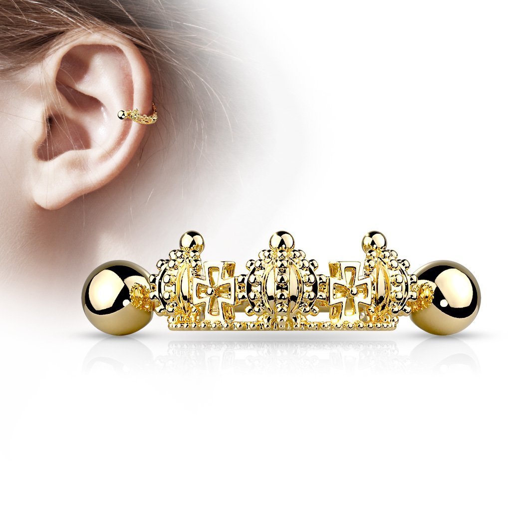 16 Gauge Princess Crown Helix Cuff Barbell
