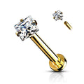 16 Gauge Crystal Square Internally Threaded Flat Back Stud