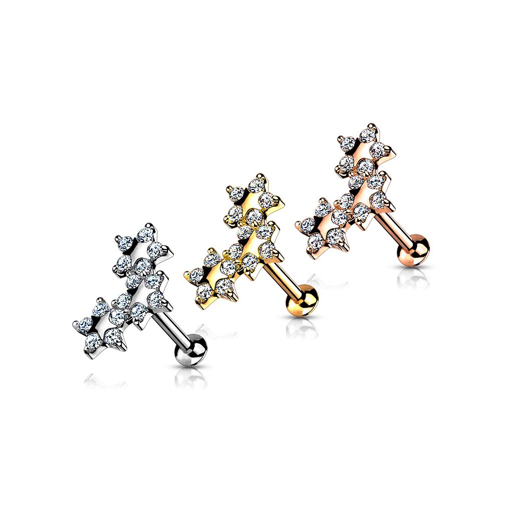 16 Gauge Internally Threaded Flat Back Crystal Star Stud