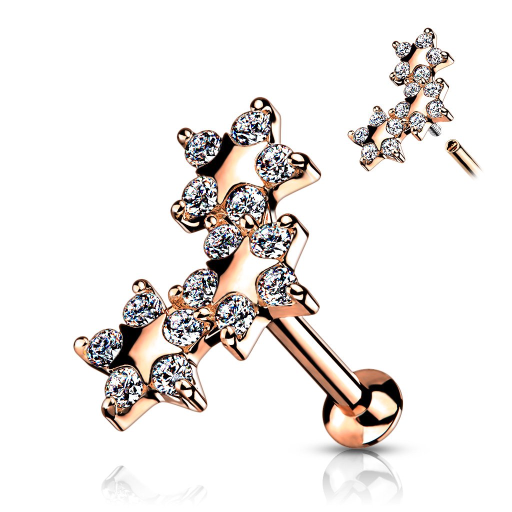 16 Gauge Internally Threaded Flat Back Crystal Star Stud
